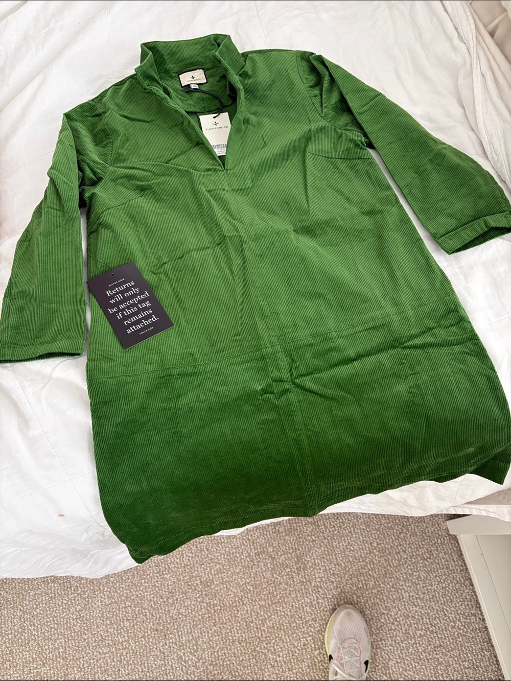 Tuckernuck Green Corduroy Tunic Dress